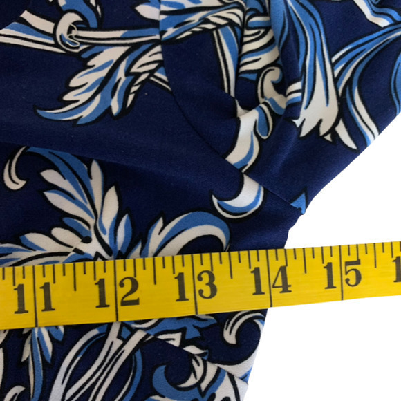 CACHE Navy Blue & White Filigree Print Long Sleeve Dress - Picture 11 of 11